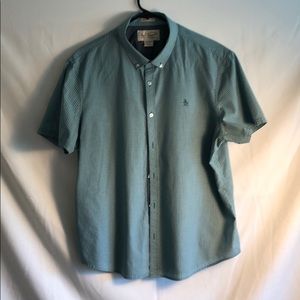 Penguin green micro-check short sleeve shirt.